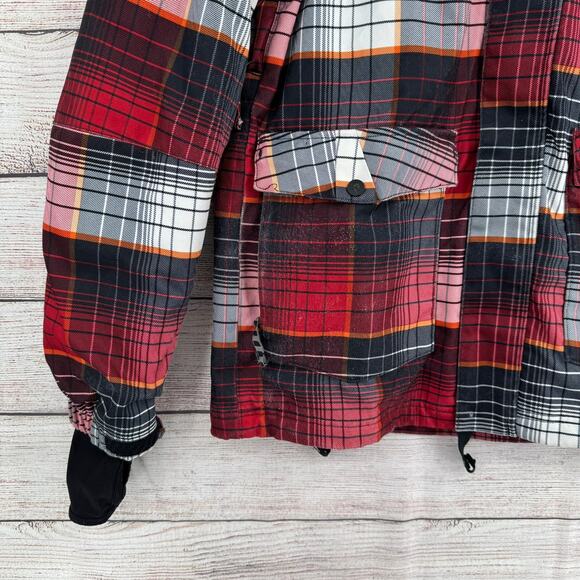 O'Neill Freedom Series 10kmm Plaid Snowboard Ski Jacket Mens Medium Red Black - Picture 5 of 16